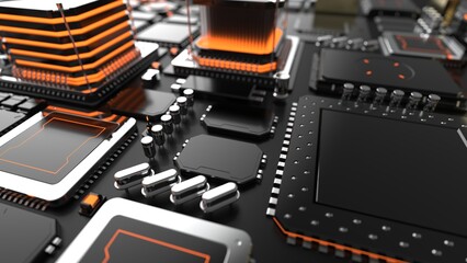 Wall Mural - a huge number of microchips on the surface, the concept of the semiconductor industry