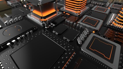 Wall Mural - a huge number of microchips on the surface, the concept of the semiconductor industry
