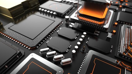 Wall Mural - a huge number of microchips on the surface, the concept of the semiconductor industry