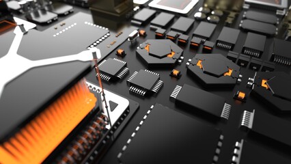 Wall Mural - a huge number of microchips on the surface, the concept of the semiconductor industry