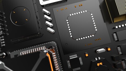 Wall Mural - a huge number of microchips on the surface, the concept of the semiconductor industry