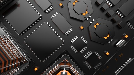 Wall Mural - a huge number of microchips on the surface, the concept of the semiconductor industry