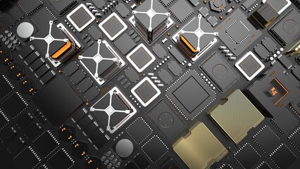 Wall Mural - a huge number of microchips on the surface, the concept of the semiconductor industry