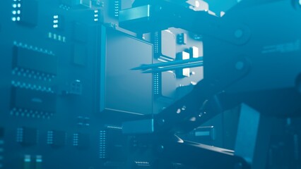 Wall Mural - microelectronics and chip manufacturing. technology concept