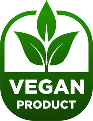 Wall Mural - Vegan product label, vegan products labeling stamp with non-meat composition - isolated vector emblem