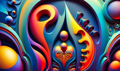 Wall Mural - A surreal mirage of vibrant, morphing shapes and colors