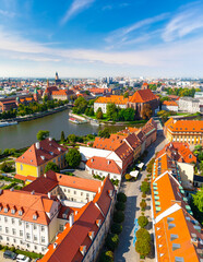 Wall Mural - Beautiful view of the old town of Wroclaw and the Odra River. Wroclaw, Poland