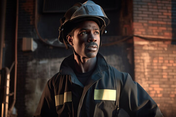 portrait of a black american firefighter