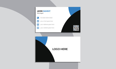 Wall Mural - Minimal blue business card design. Vector name card layout.