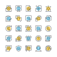 Wall Mural - customer service line icons. set of customer support icons. black, blue and yellow colors. modern ou