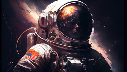 picture of astronaut with guitar - man or woman in suit with helmet