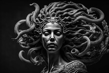 A Beautiful Statue Of Medusa. AI Generated