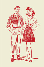 Retro Cartoon Illustration Of A Couple