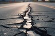 Very big crack in the ground. Earthquake damage destruction. Generate Ai