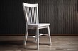 © AkuAku - Mockup of a white chair, isolated. wooden chair in white. blank white kitchen chair. Generative AI