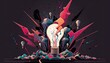 Creative ideas. An explosion of paint from a light bulb. . Creative illustration. (Ai Generate)
