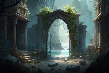 Ancient Walls Surrounding a Mystic Haven Generative AI