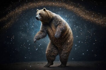Wall Mural - as stars dance and glitter, the noble bear watches on generative ai
