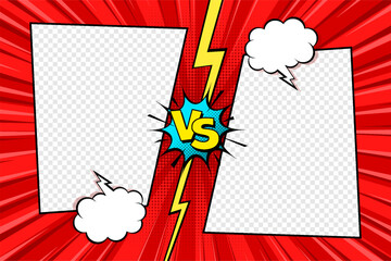 cartoon comic background with blank place for your design. fight versus. comics book colorful compet