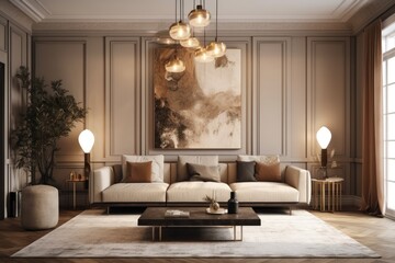 Sticker - an image of the living room in a luxurious home. Generative AI