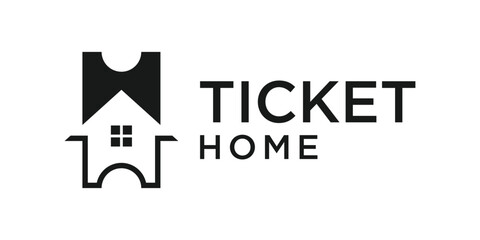 Wall Mural - ticket and home logo design icon vector illustration