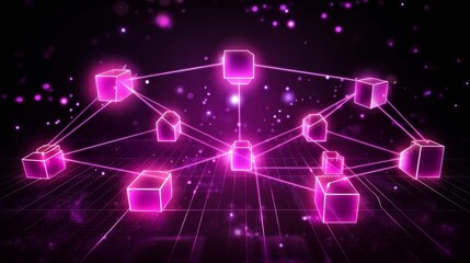 Wall Mural - an abstract technology background, block chain concept. internet, connectivity. generative ai.