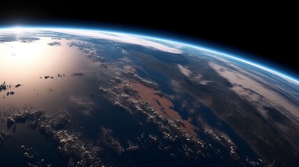Wall Mural - planet earth horizon space background. generative ai technology.