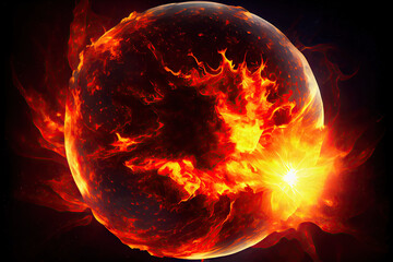 Wall Mural - The sun is on fire. Generative AI.
