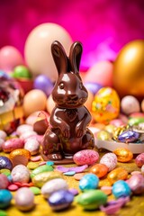 Wall Mural - colorful chocolate easter bunny