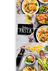 Canvas Print - Collage made of Pasta assortment.