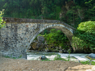Wall Mural - Turkey's historical stone bridges. Kavak stone bridge. Camlihemsin, Rize, Turkey