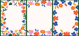 Fototapeta Kosmos - Hand drawn cute floral background for Posters Wall art, Invites and cards. Trendy matisse style cutout flower cute print template with floral borders.
