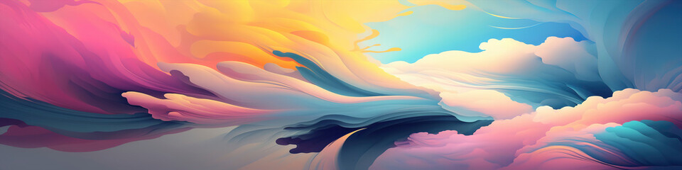 Wall Mural - Abstract Panoramic Wallpaper with a Tranquil Pastel Palette