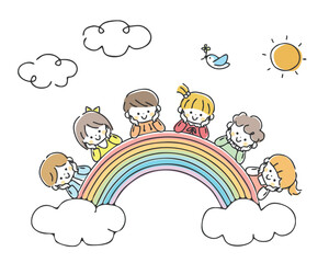 虹と子供たち