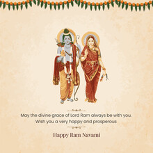 Happy Lord Ram Navami, Illustration Lord Rama And Sita Happy Dussehra
