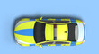 modern police car top view 3d render on blue background