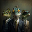 © Coka - portrait of a lizard men in business suit , conspiracy theory concept, generative ai