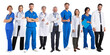 Team of medical workers on white