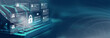 © Irene - Cyber, personal data and information security. Internet and networking security system concept background. Banner. Copy space.
