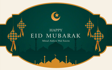 Wall Mural - Realistic background for Eid Mubarak celebration