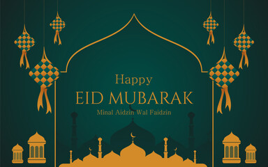 Wall Mural - Vector beautiful Eid Mubarak Islamic background