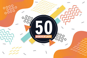 50th anniversary celebration logotype with colorful abstract background design with geometrical shapes vector design