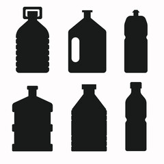 Wall Mural - Water Bottles silhouette and black silhouette