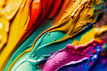 Wall Mural - drops of water painting color, generative ai art illustration 01