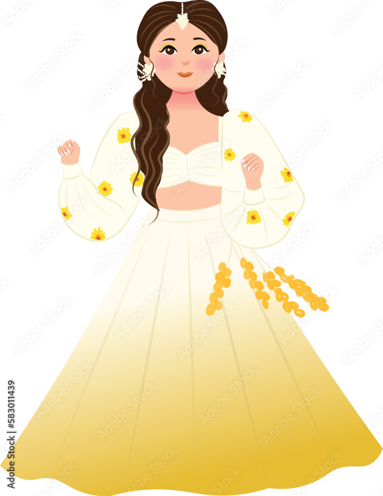 indian bride to be cute bride on haldi ceremony in traditional outfit ...