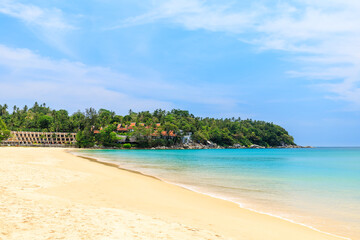Wall Mural - karon beach with crystal clear water and wave, famous tourist destination and resort area, phuket, t