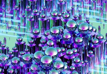 Wall Mural - geometry abstract background with bubbles 3d render