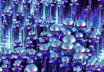 Wall Mural - circle background with bubbles 3d render illustration