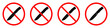 Knife ban sign. No Knife sign. Prohibition signs set. Dangerous weapon. Vector illustration.