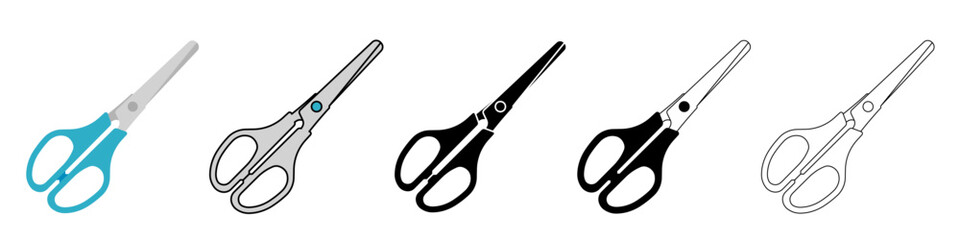 Wall Mural - scissors icons set. isolated cutting scissors. pictogram of scissor. symbol of cutting. vector illus
